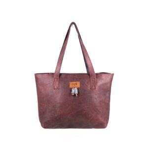 Purplish Brown Buuba Leather Tote