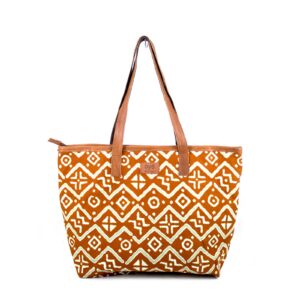 Brown & White Awuraba Ankara Tote Bag